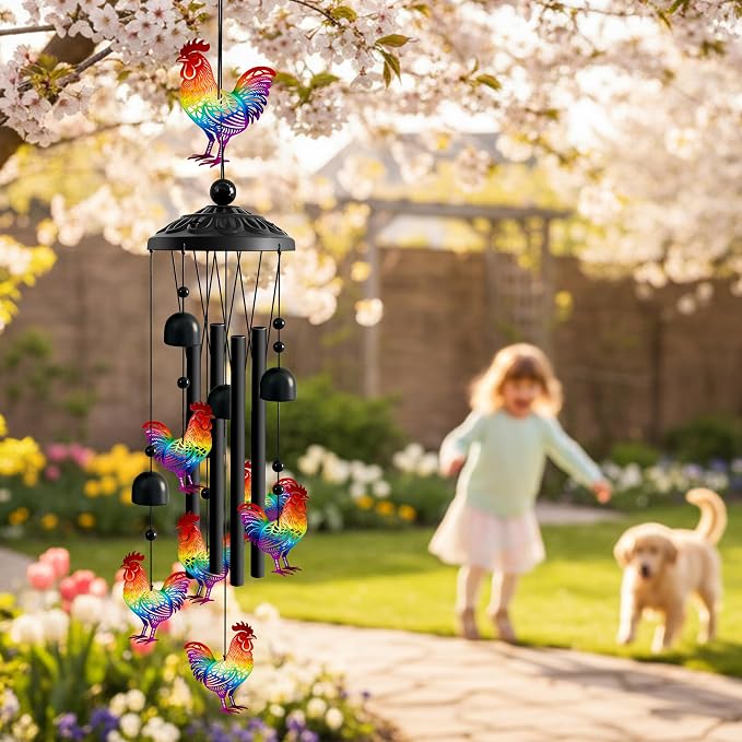 Wind Chimes for Outside, Deep Tone Memorial Windchimes for Patio Porch Balcony Decoration, Memorial Wind Chimes Gifts for Mother’s Day Women Mom Grandma Sister(Chicken)