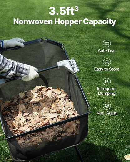 VEVOR Push Lawn Sweeper, 21inch Leaf & Grass Collector, Heavy Duty Thickened Steel Durable to Use with Large Capacity 3.5 cu. ft. Mesh Collection Hopper Bag, 2 Spinning Brushes | Adjustable Brush Height & 2 Spinning Brushes, Manual Yard Sweeper for Lea...