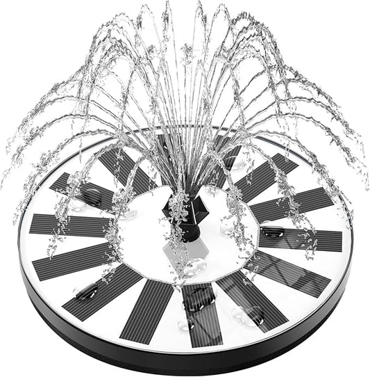 Yzert Solar Fountain Bird Bath Fountains Pump Upgraded 100% Glass Panel, Solar Powered Water Fountain with 8 Nozzles & 4 Fixers for Garden, Pond, Pool, Patio, Outdoor - No Battery Needed (White)