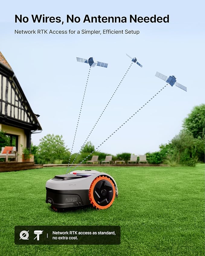 Segway Navimow i206 AWD Robot Lawn Mower, Wire-Free Robotic Mower, All-Wheel Drive for 45% Slopes, 2–3.6 in Adjustable Cutting Height, NRTK + Vision, Auto Mapping, 2.55Ah Battery, Covers 0.15 Acre