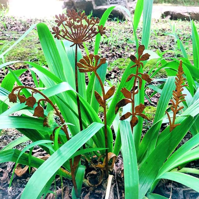 Metal Flowers Garden Stakes | 5Pcs，Easy to use, no maintenance required