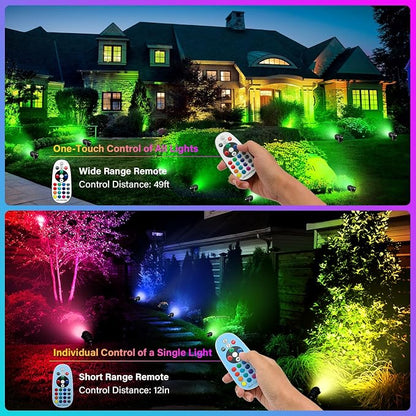 Outdoor Color Changing Landscape Spotlights,12W RGBW Landscape Lighting Waterproof Outdoor Spotlights for Yard Garden Patio Lawn Decorative,6 Packs