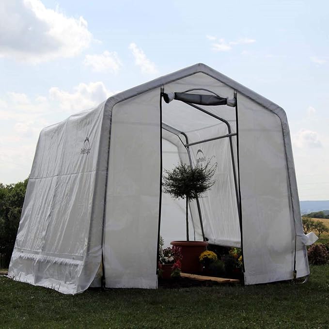 ShelterLogic 10' x 10' GrowIT Greenhouse-in-a-Box Easy Flow Peak Roof Style Easy Access Outdoor Grow House with Translucent Waterproof Cover