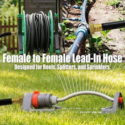 Reel Leader Hose for Garden: 10FT 5/8" Female to Female Hose with 3/4" GHT Brass Fittings - Flexible for Faucet to Reel Connection - Short Water Hose for Balcony RV Hookups and Car Washing