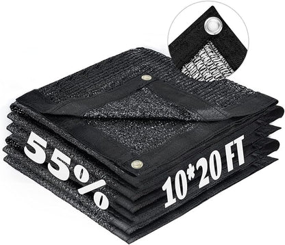 LOVE STORY 10x20FT 55% Black Shade Cloth Sun Shade Net with Grommets Sunblock Net Mesh Tarp for Garden,Plants Cover,Greenhouse and Patio
