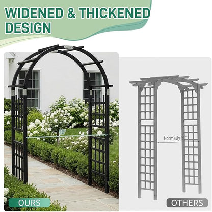 Outvita 7Ft Wooden Garden Arbor Arch, Wood Arbor Trellis, Pergola Archway for Wedding Ceremony Decoration Pergola Plant Climbing Rose Vines Lawn Courtyard Patio Black