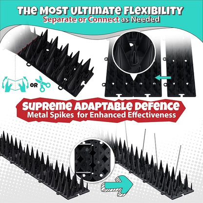 15 Pack Upgraded Bird Deterrents for Outside Patio - Balcony Pigeon Deterrent with 2400 Spikes to Keep Birds Away. Anti Bird Spikes for Pigeons and Other Small Birds, Crows, Woodpecker Deterrents