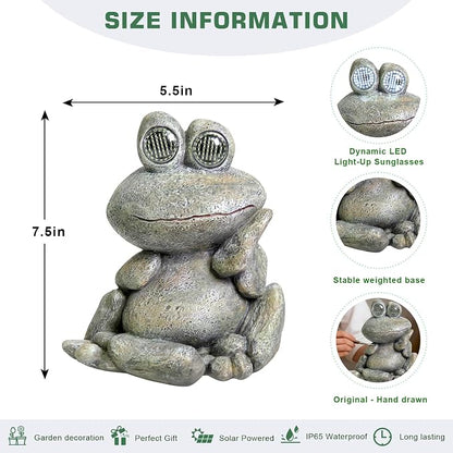 NBQQ Solar Rabbit Statue with Lantern – Cute Resin Bunny Holding Tree, Outdoor Waterproof Garden Decor, Auto On/Off LED Night Light for Patio Yard Lawn Indoor, Unique Housewarming Gift (Frog)