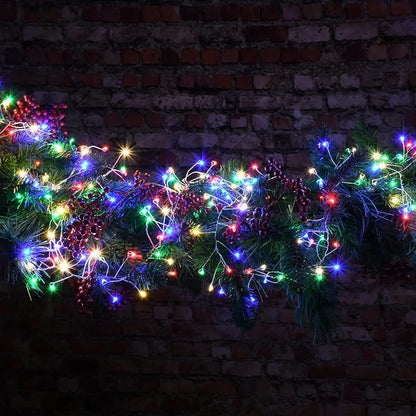 Dazzle Bright Fairy Lights Battery Operated, 4 Pack Total 80FT 240LED Silver Wire Waterproof String Lights, Christmas Decorations for Indoor Outdoor Bedroom Yard Decor, Multi-Colored