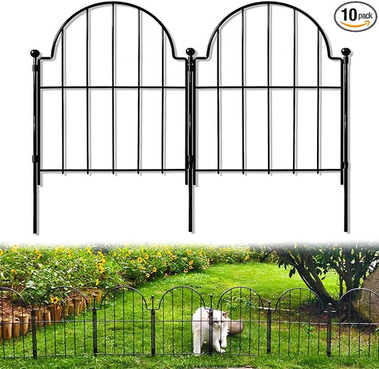 Blingluck Decorative Garden Fence, 17 in(H) x 10.83 ft(L) Arched Rustproof Metal No Dig Fence Garden Fence Border, Ground Stake Animal Barrier Fence for Rabbit Dog, Outdoor Decor for Yard & Patio