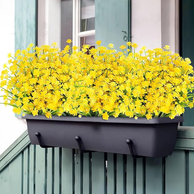 AGIRL 24 Bundles Artificial Flowers for Outdoor,UV Resistant No Fade Fake Plastic Flowers Faux Plants for Hanging Planters Decoration Indoor Outside Garden Porch Window Box Home Wedding Farmhouse