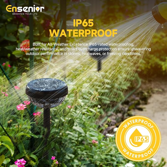 Ensenior 8-Pack Solar Lights Outdoor, Auto ON/Off 6500K LED Solar Garden Lights for Pathway, Yard, Patio, Walkway, Flower Bed, Halloween Christmas Landscape Lighting, IP65 Waterproof, Flag Lights