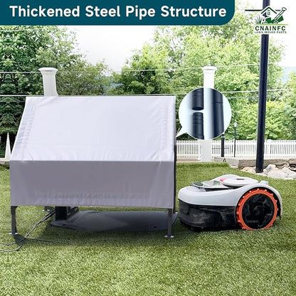 Robot Mower Garage, Waterproof UV-Proof Cover, for All Robot Mowers | Thickened 600D Oxford fabric | Rust-proof steel frame | 32×28×24in | Fits Lymow, Segway, Mammotion, Mova, WORX & more