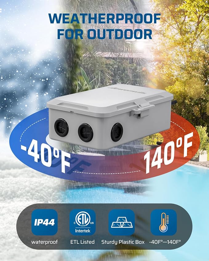 DEWENWILS Pool Pump Timer, Heavy Duty Outdoor WiFi Timer Box, 40A 240VAC 3HP, Work with Smart Life, Alexa, Google Assistant, Easy Wiring for Pool, Water Heater, ETL Listed