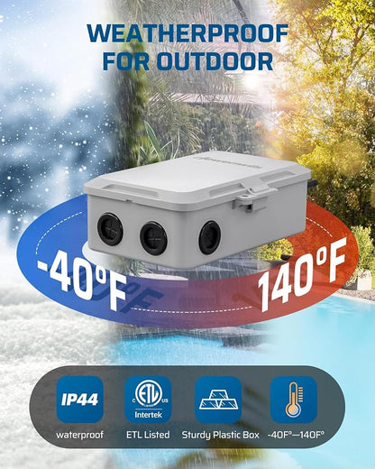 DEWENWILS Pool Pump Timer, Heavy Duty Outdoor WiFi Timer Box, 40A 240VAC 3HP, Work with Smart Life, Alexa, Google Assistant, Easy Wiring for Pool, Water Heater, ETL Listed