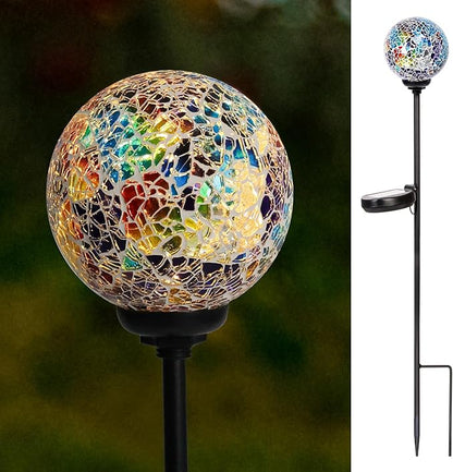 VCUTEKA Solar Path Lights Outdoor Decorative - Mosaic Solar Garden Stakes Light Waterproof LED Light for Landscape Lawn Patio Yard Driveway Decoration