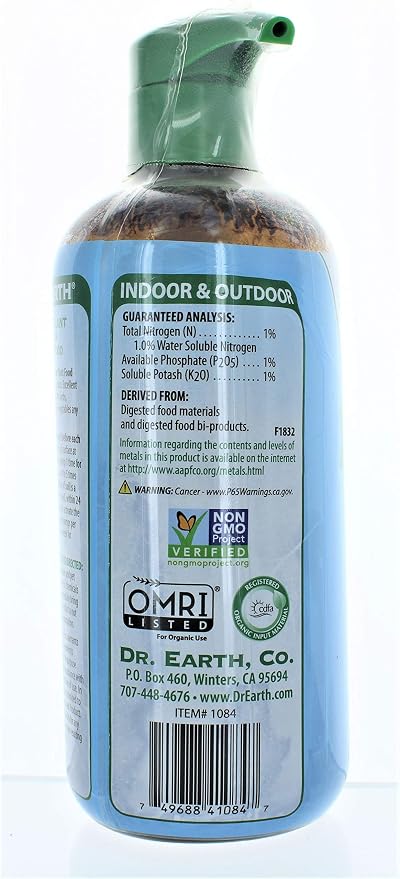 Dr. Earth Organic & Natural Pump & Grow House Liquid Plant Food 16 oz, Blue