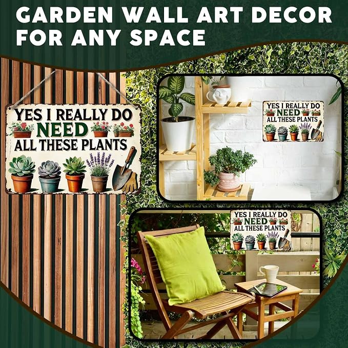 PEACHGARDEN Garden Sign I Really Need All These Plants Gardening Gifts for Women Garden Wall Decor Vintage Metal Sign For Patio Yard Greenhouse 8x12 inch