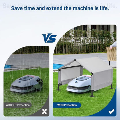 Robot Mower Garage, Waterproof Oxford Polyester Cover, Wire Free Robot Lawn Mower Cover Compatible with Most Models, 30" x 26" x 26", Gray