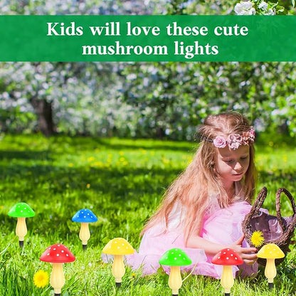 Mushroom Solar Lights Outdoor Waterproof Outside Garden Yard Lawn Decors | Long Lasting Stake Lights 8 Mushrooms 8 Modes Flowerbed Pathway Decorations