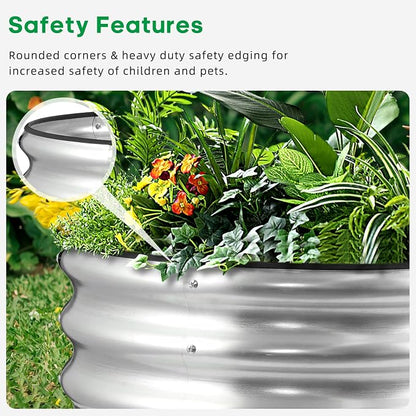 JERIA Raised Garden Bed,Galvanized Raised 2 PCS 2×2×1ft Planter Boxes Outdoor with Easy Assembly, Round Garden Bed for Vegetables, Fruits, Flowers