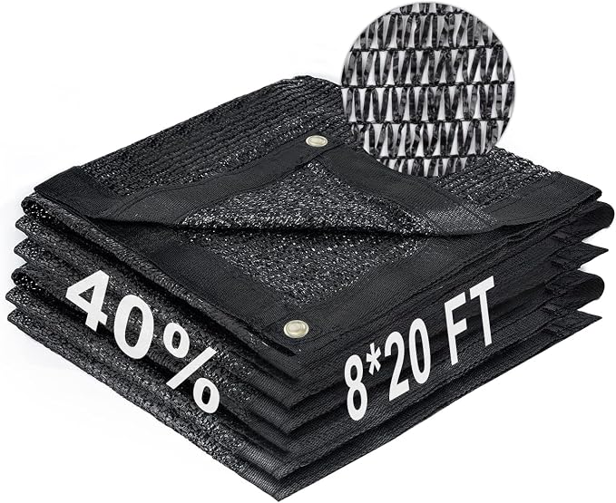 LOVE STORY 8x20FT 40% Black Shade Cloth Sun Shade Net with Grommets Sunblock Net Mesh Tarp for Garden,Plants Cover,Greenhouse and Patio