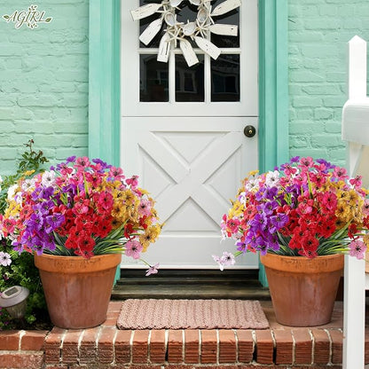 AGIRL 24 Bundles Artificial Flowers for Outdoor,Fake Flowers No Fade Plastic Faux Plants for Decoration Hanging Planters Outdoor&Indoor Garden Patio Porch Window Party Farmhouse