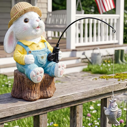 Resin Rabbit Statue - Unique Pond Ornaments & Outdoor Garden Decor | Koi & Fish Pond Accessories | Handcrafted, Durable, Perfect for Koi Fish Decor & Pond Decor