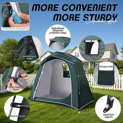 Bike Storage Tent Outdoor, Waterproof Bicycle Shed for 4-5 Bikes, PU4000 210D Oxford, Fiberglass Frame, Rain-Blocking Awning Design, Outdoor Storage for Bikes, Lawn Mower, Garden Tools Green