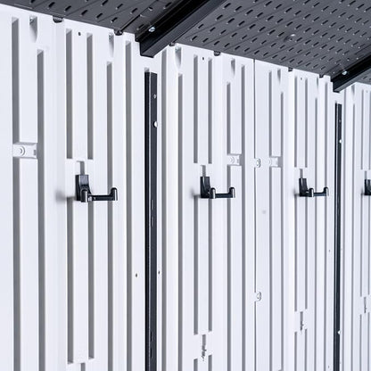 Lifetime Outdoor Storage Shed, 8x10 Ft, Gray, Resin Tool Shed with Lockable Doors and Steel-Reinforced Walls