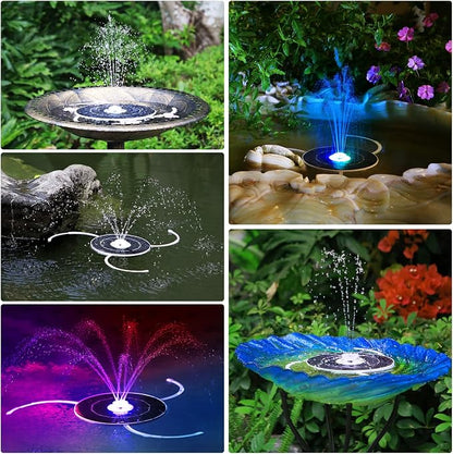 AISITIN Solar Fountain with Lights, 3.5W Solar Powered Bird Bath Fountain Pump with 1500mAh Battery Backup, 6 Nozzles, LED Outdoor Fountain for Pond, Pool, Garden & Fish Tank