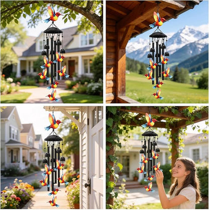 Wind Chimes for Outside Hummingbird Gifts Metal Yard Art Garden Decor Windchimes Outdoor Hummingbird Gift for Mom/Grandma-1PCS
