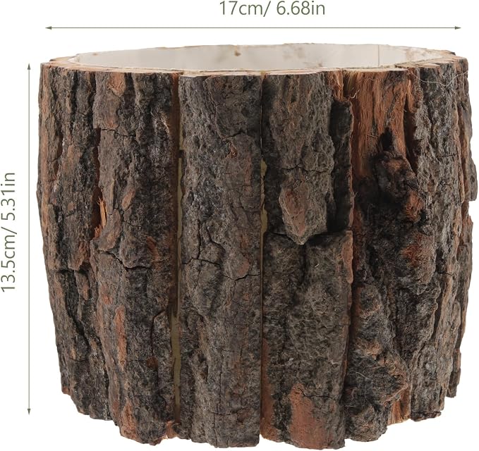 Yardwe Wooden Centerpiece for Table, Natural Tree Stump Planter 6.68 x 5.31 in, Rustic Wood Vase for Dried Flowers, Faux Plants and Home Decor
