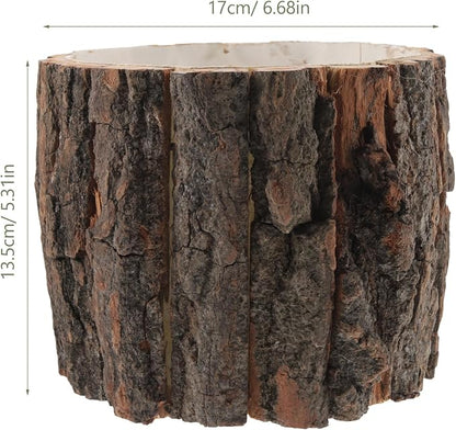 Yardwe Wooden Centerpiece for Table, Natural Tree Stump Planter 6.68 x 5.31 in, Rustic Wood Vase for Dried Flowers, Faux Plants and Home Decor