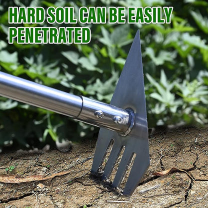 BARAYSTUS Garden Hoe Tool and Weeder, 56 Inch Ergonomic Long Handle Cultivator with Sharp Stainless Steel Blade, Heavy Duty Garden Hand Tiller for Weeding, Digging, Loosening Soil,Removing Moss