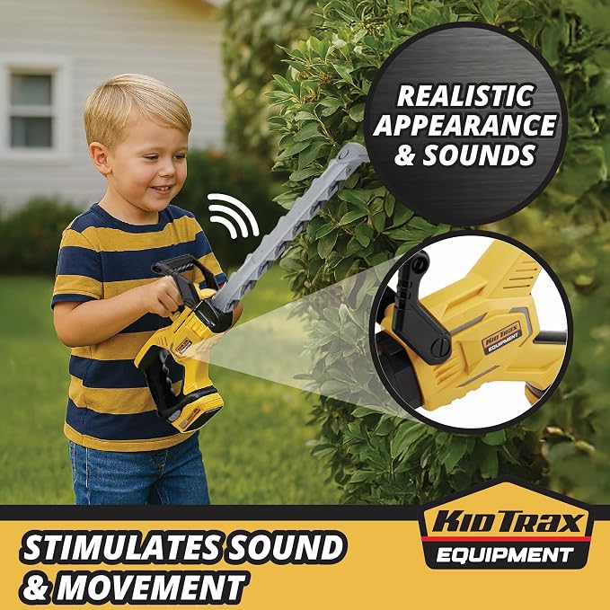 Kid Trax Hedge Trimmer Construction Toys - Outdoor Toys, Gardening Tools, Tools for Kid, Hedge Trimmer Cordless, Kids Toy, Pretend Play, Realistic Appearance & Sounds, Girl and Boy Toy Age 3+