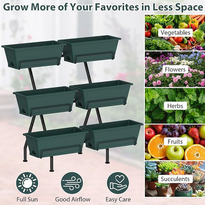Sunexinlo Vertical Garden Planter Freestanding Raised Bed for Herbs Flowers Vegetables, Indoor Outdoor for Patio Balcony Deck