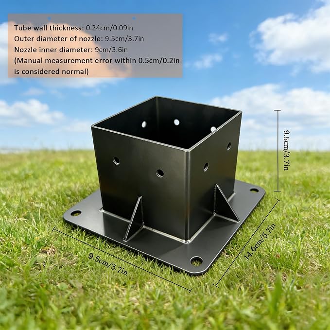 2 PCS Post Base Set Pergola Bracket Kit, Pergola Kits to Build Yourself | 4x4 Corner Brackets for Wood for Wood Beams, Corner Brackets for Do It Yourself Pergola Kits Outdoor Gazebo Patio Log Cabin