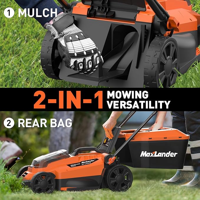 MAXLANDER 13 Inch Electric Lawn Mower and 12 Inch Cordless Weed Wacker, 20V String Trimmer with 2x4.0 Ah Battery and Charger, Grass Cutter with 8 Pcs Line, Grass Trimmer for Yard, Garden