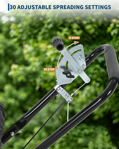 80 LBS Push Broadcast Spreader, 12FT Spreading Width, 13in All-Terrain Wheels, Adjustable Flow Control, Heavy Duty Walk Behind Lawn Spreader for Fertilizer, Grass Seed, Ice Melt, Salt