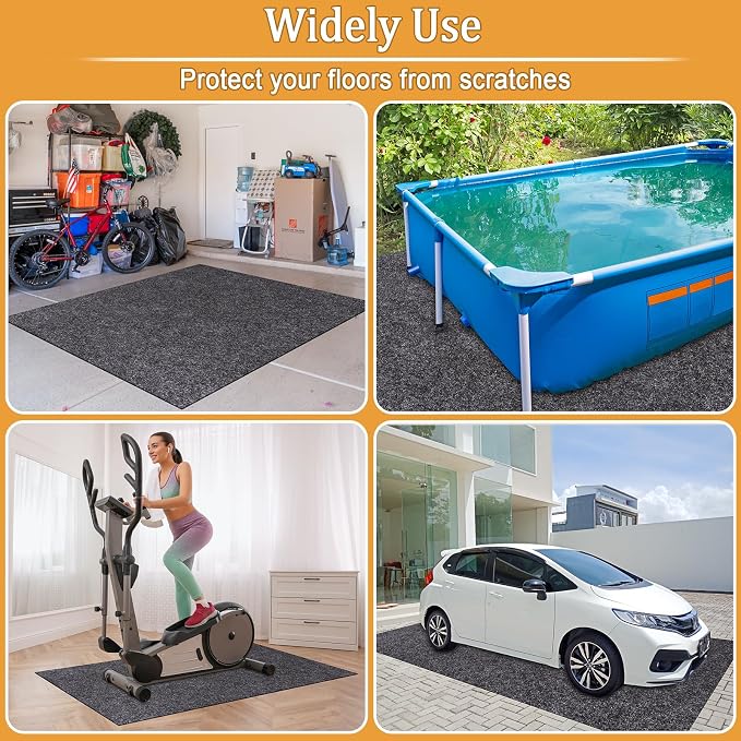 8.2 X 6 Ft Storage Shed Floor Mat—Waterproof PE Backing, 500g/㎡ Thick, Washable, Dustproof, and Anti-Slip Pad for Patio, Motorcycle, and Carport to Protect Flooring from Wear