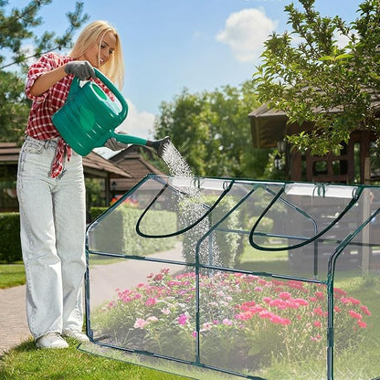 Mini Greenhouse for Outdoor,Portable Small Tunnel Greenhouses for Outdoors with Roll up Zipper Door for Gardening Plant,UV Waterproof Cover with 8 Ground Stakes (Clear, 71" x 36" x 36")