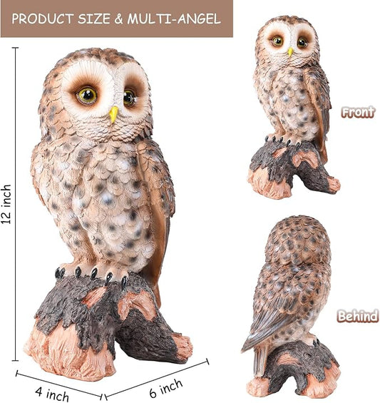 WONDER GARDEN Owl Statue Decor, Outdoor Resin Owl Figurine Sculpture for Home Outside Porch Patio Lawn Yard Decorations or Housewarming