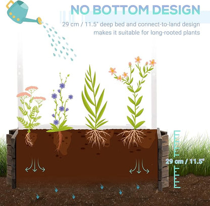 Outsunny Wishing Well Planter, Wooden Raised Garden Bed, Ornamental Outdoor Flower Planter for Outdoor Garden, Yard, Lawn, and Home Decor