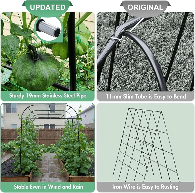 Wide Arch Trellis 7FT Extra Tall Garden Trellis Arch – Sturdy Plastic Coated Steel Metal Arch for Garden Climbing Plants & Vegetables, Weather-Resistant Outdoor Cucumber Trellis Arch