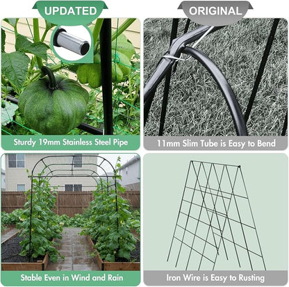Wide Arch Trellis 7FT Extra Tall Garden Trellis Arch – Sturdy Plastic Coated Steel Metal Arch for Garden Climbing Plants & Vegetables, Weather-Resistant Outdoor Cucumber Trellis Arch