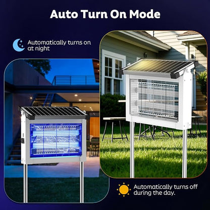 OnBeam Solar Bug Zapper Outdoor, 4500V Mosquito Zapper Fly Trap for Patio | 10W Solar Panel, IPX5 Waterproof, Auto Mode, Solar Powered, USB C Charging, Electric Rechargeable Mosquito Killer for Garden