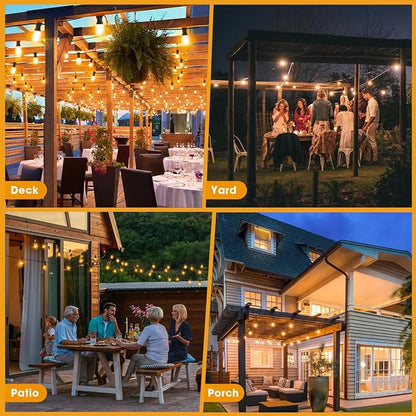 GvvooHome 50FT LED Outdoor String Lights with 25 Shatterproof Edison Bulbs (1 Spare), Dimmable Hanging Outdoor Lights for Backyard, Porch, 2700K Warm White
