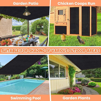 Riare 90% Black Shade Cloth- 20 x 30 FT Sunblock Garden Shade Cloth, Sun Shade Mesh Tarp with Reinforced Grommets for Greenhouse, Garden, Plants, Patio, Backyard, Pergola, Chicken Coop