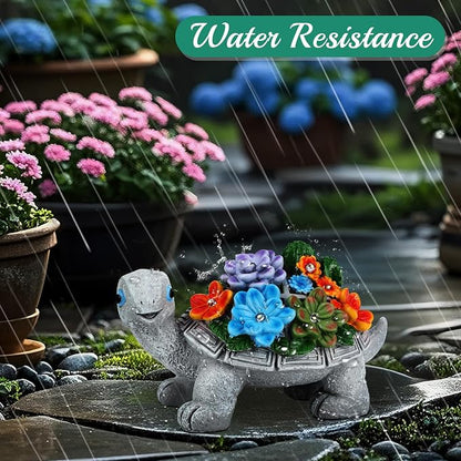 Linkax Turtle Statues Solar Garden Decor, Christmas Gift for Grandma Mom | Birthday Gifts for Women, Mom Grandma Gifts, Yard Decoration Outdoor Lawn Balcony Patio Decor with Succulent and 7 LED Lights